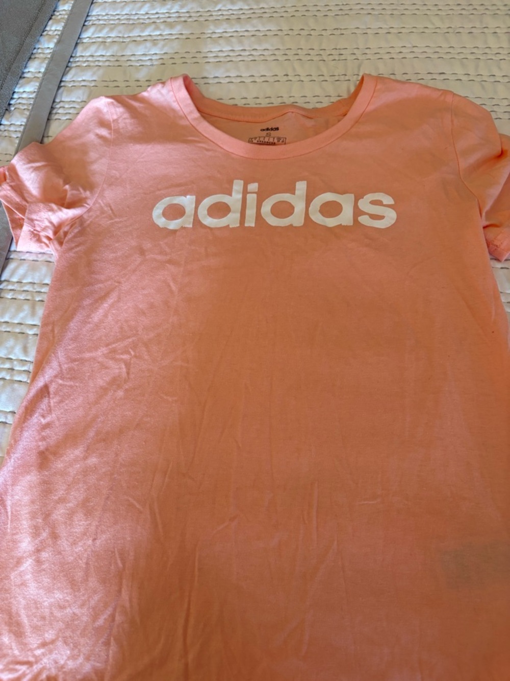 adidas Peach Pink Logo Short Sleeve Tee